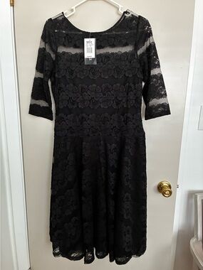 Black Lace Lined Dress NEW Sz.14P